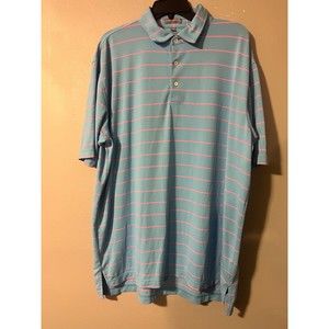 Peter Millar Summer Comfort Golf Polo Shirt Mens‎ XL Blue Striped Short Sleeve